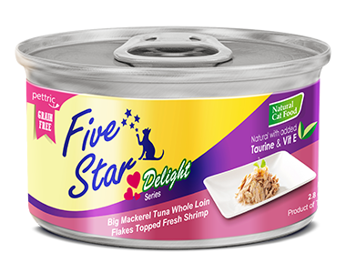Five Star - Delight Series - Big Mackerel Tuna Whole Loin Flakes Topped Fresh Shrimp - 80G (24 cans) - PetProject.HK