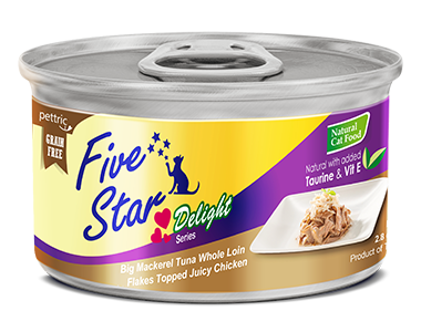 Five Star - Delight Series - Big Mackerel Tuna Whole Loin Flakes Topped Juicy Chicken - 80G (24 cans) - PetProject.HK