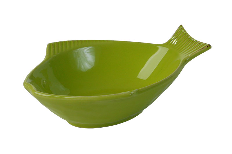 One for Pets - Fish Shaped Bowl - Green - 7" - PetProject.HK
