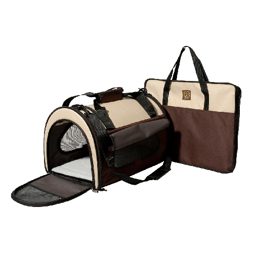One for Pets - Folding Carrier - Dome - Cream/Brown - 17.5" x 11.5" x 11.5"(L) - PetProject.HK