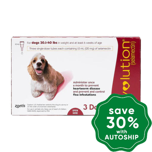Revolution - Topical Solution For Medium Dogs 20.1-40Lb (Red) 120Mg 3Pcs