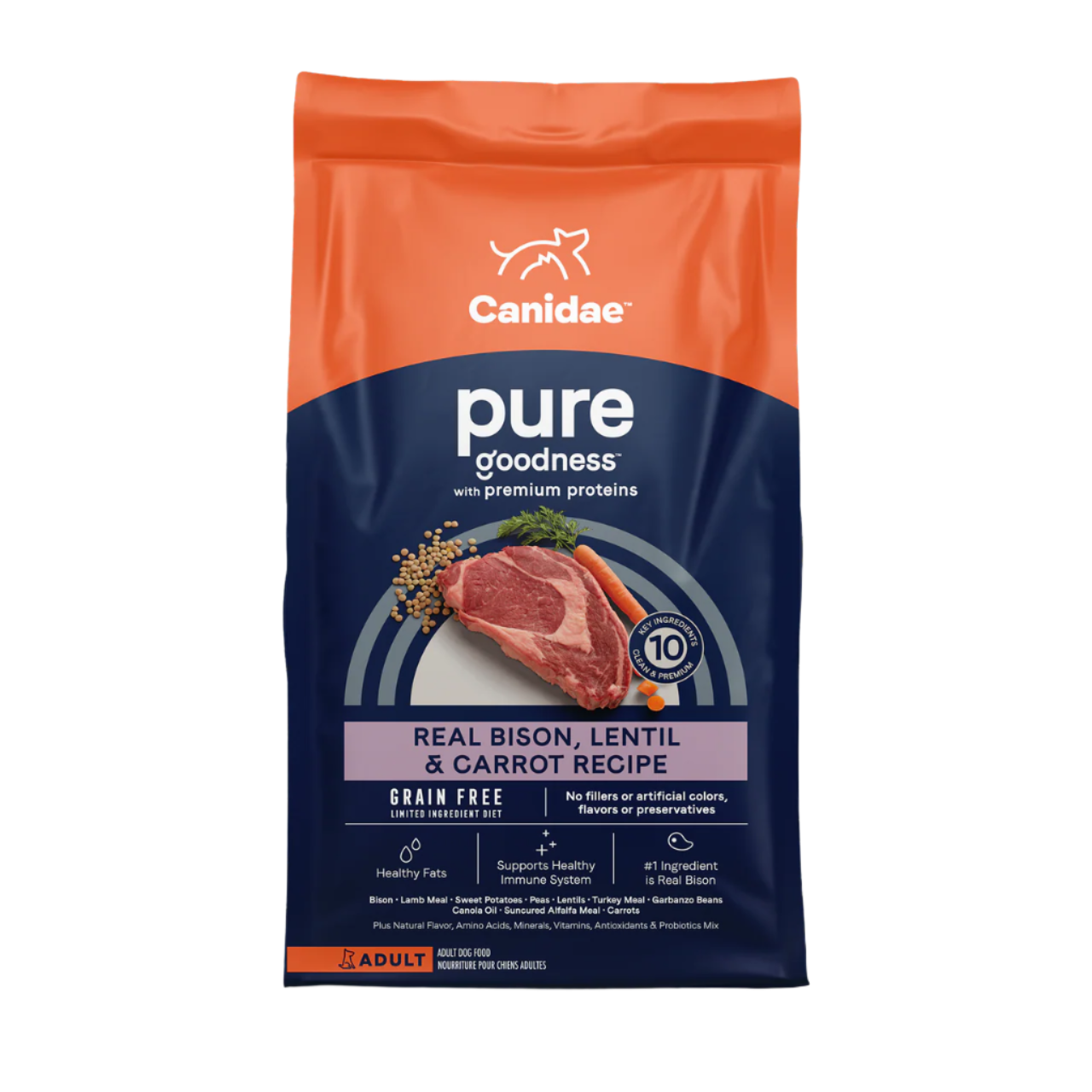 Canidae - Grain Free Dry Dog Food - PURE Adult - Bison, Lentil & Carrot - 4LB - PetProject.HK