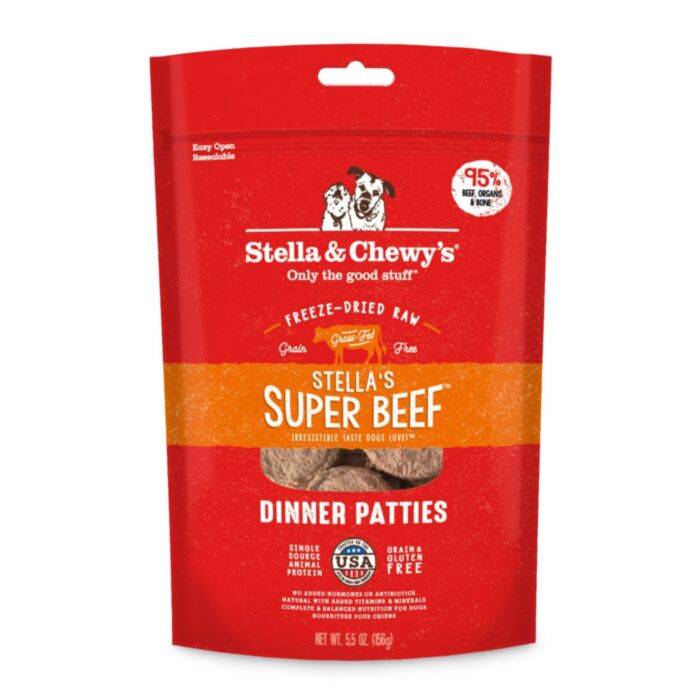 Stella & Chewys - Freeze Dried Dog Dinner Patties Stellas Super Beef 14Oz Dogs