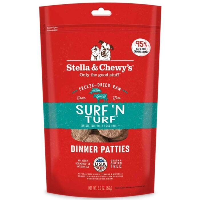 Stella & Chewys - Freeze Dried Dog Dinner Patties Surf Turf 5.5Oz Dogs