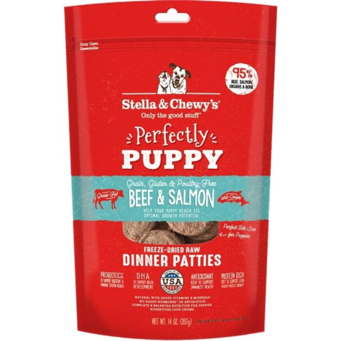 Stella & Chewys - Freeze Dried Dog Dinner Patties For Puppy Beef Salmon 14Oz Dogs