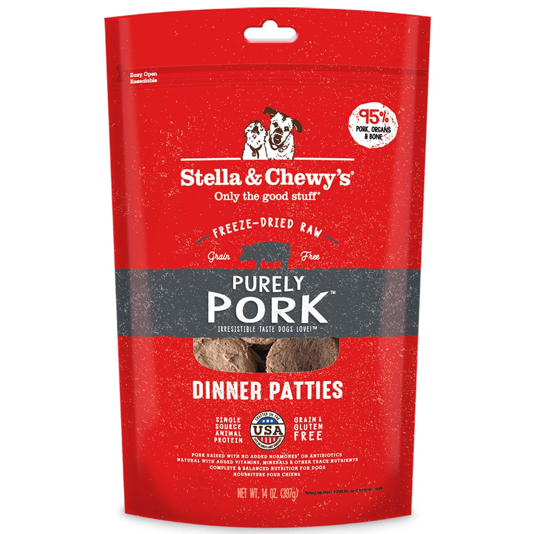 Stella & Chewys - Freeze Dried Dog Dinner Patties Purely Pork 14Oz Dogs