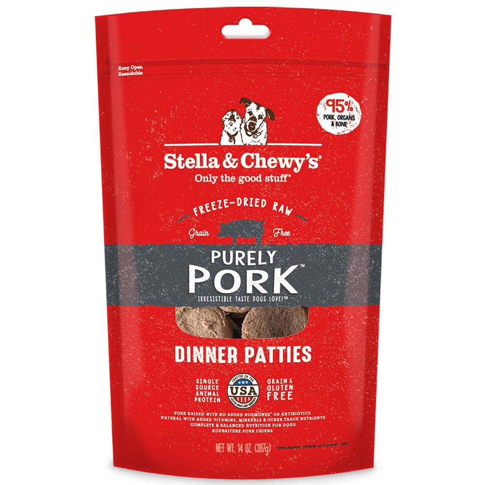 Stella & Chewys - Freeze Dried Dog Dinner Patties Purely Pork 14Oz Dogs