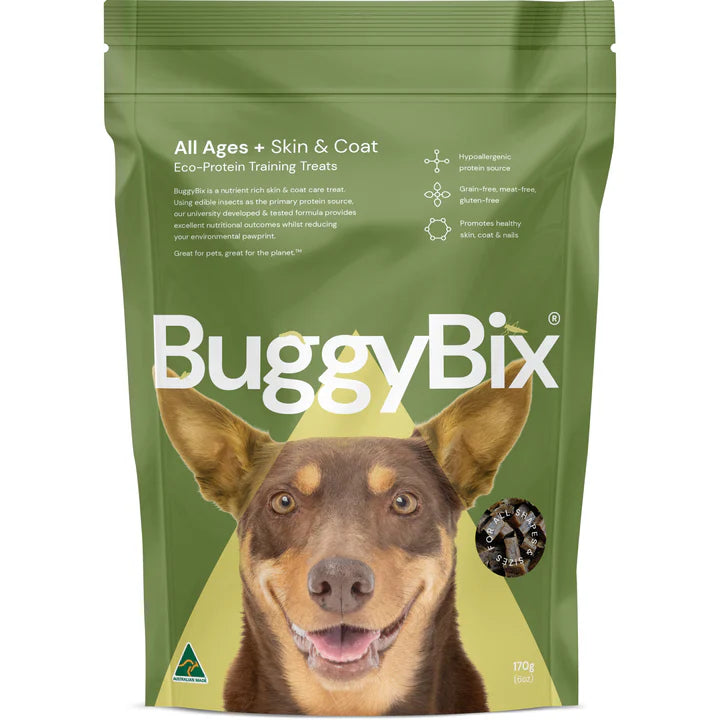 Buggybix - Dried Treats For Dogs All Ages + Skin & Coat Eco-Protein Training 170G