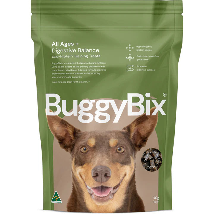 Buggybix - Dried Treats For Dogs All Ages + Digestive Balance Eco-Protein Training 170G