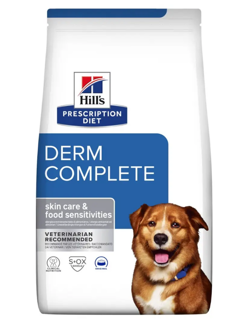 Hill's Prescription Diet - Dry Dog Food - Canine Derm Complete - Skin Care & Food Sensitivities - Original Bite - 14.3LB