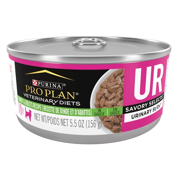 普瑞納冠能獸醫飲食 - 貓用濕糧 - 貓用 UR Urinary St/Ox Savory Selects - 火雞和內臟配方 - 5.5 盎司（最少 24 罐）