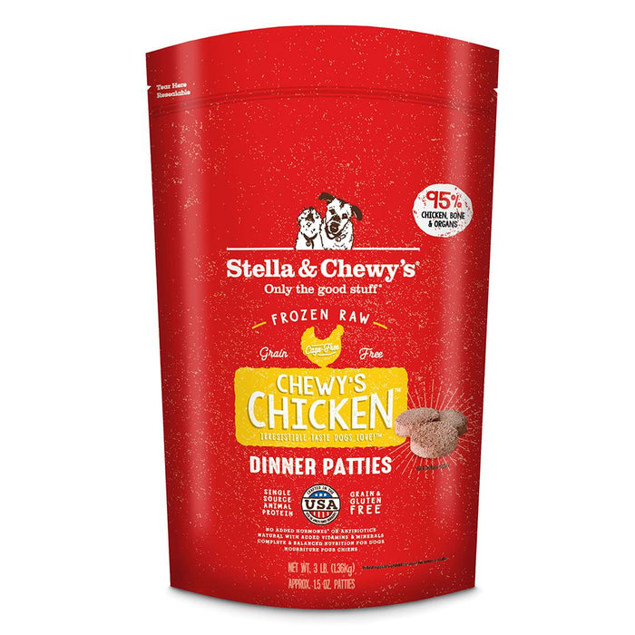 Stella & Chewys - Frozen Raw Dog Dinner Patties Chicken 3Lb (Min. 3 Packs) Dogs
