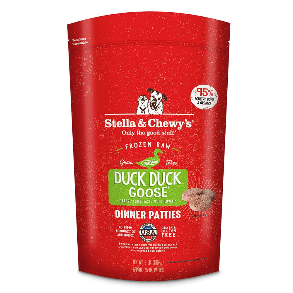 Stella & Chewys - Frozen Raw Dog Dinner Patties Duck Goose 3Lb (Min. 3 Packs) Dogs