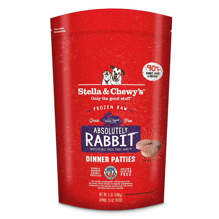 Stella & Chewys - Frozen Raw Dog Dinner Patties Absolutely Rabbit 6Lb (Min. 2 Packs) Dogs