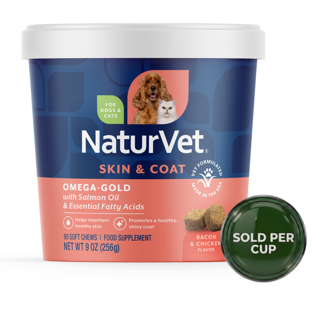 NaturVet Omega Gold Plus Salmon Oil - Soft Chew Cup for Dogs - 90's - 1 Cup
