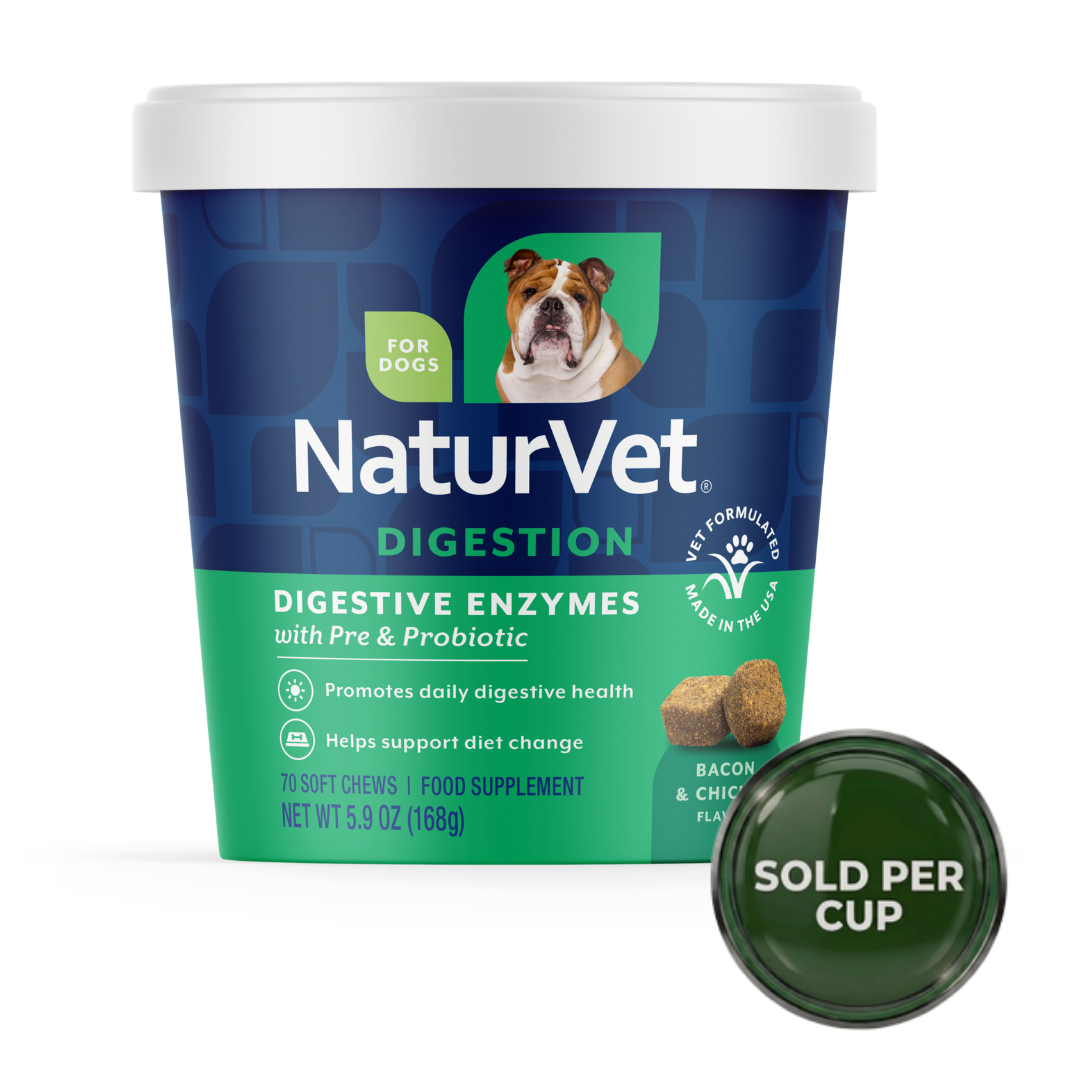 NaturVet Digestive Enzymes Plus Probiotic - Soft Chew Cup for Dogs - 70's - 1 Cup