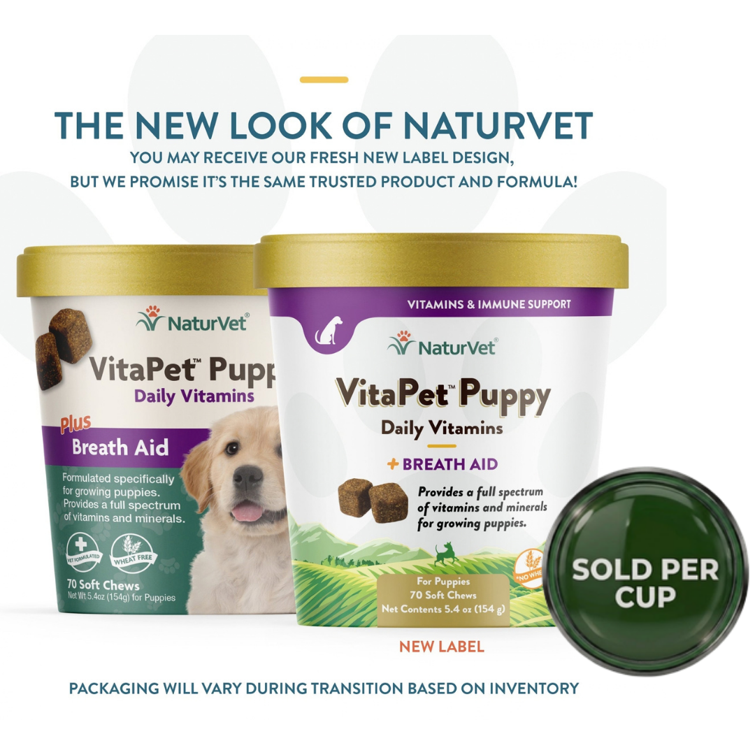 NaturVet VitaPet Puppy Plus Breath Aid - Soft Chew - 70's - 1 Cup
