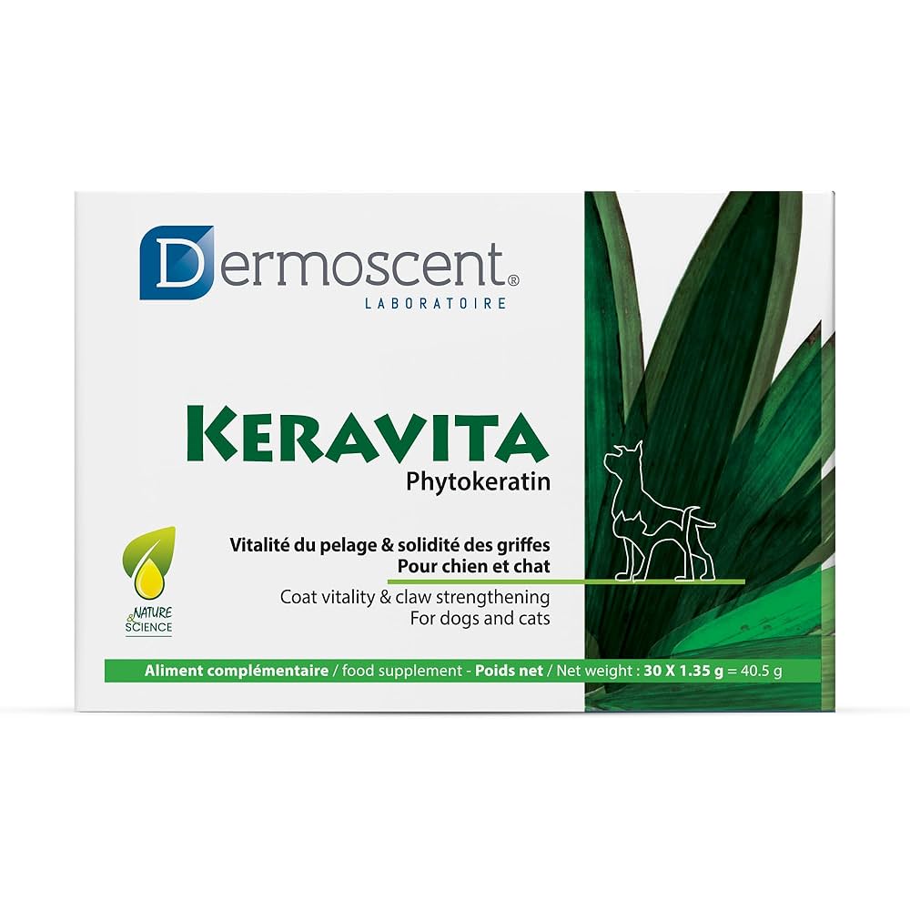 Dermoscent® Keravita® 寵物食品補充品（適用於寵物毛髮和爪子）- 30 片