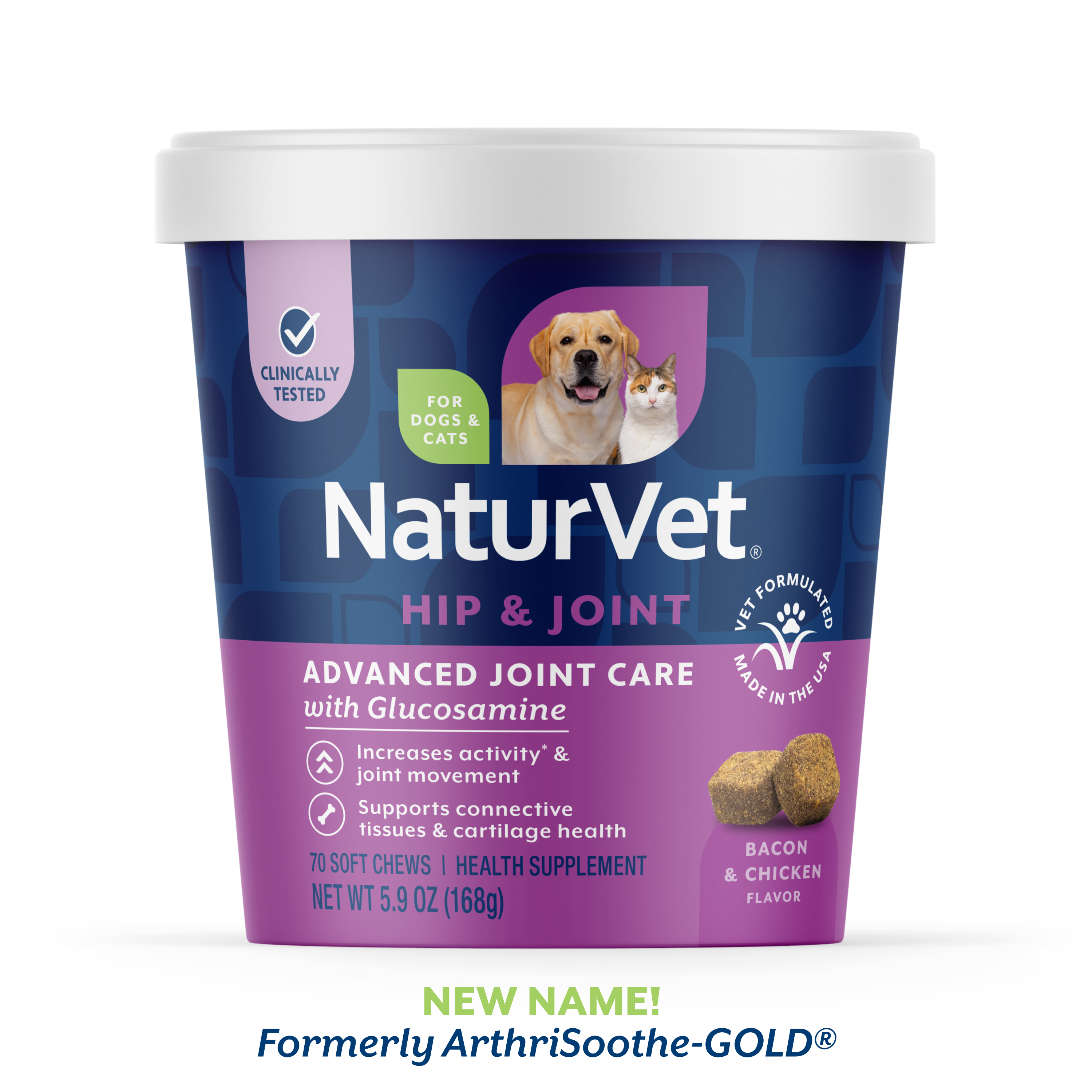 NaturVet ArthriSoothe-Gold - Soft Chew Cup for Dogs - 70 chews
