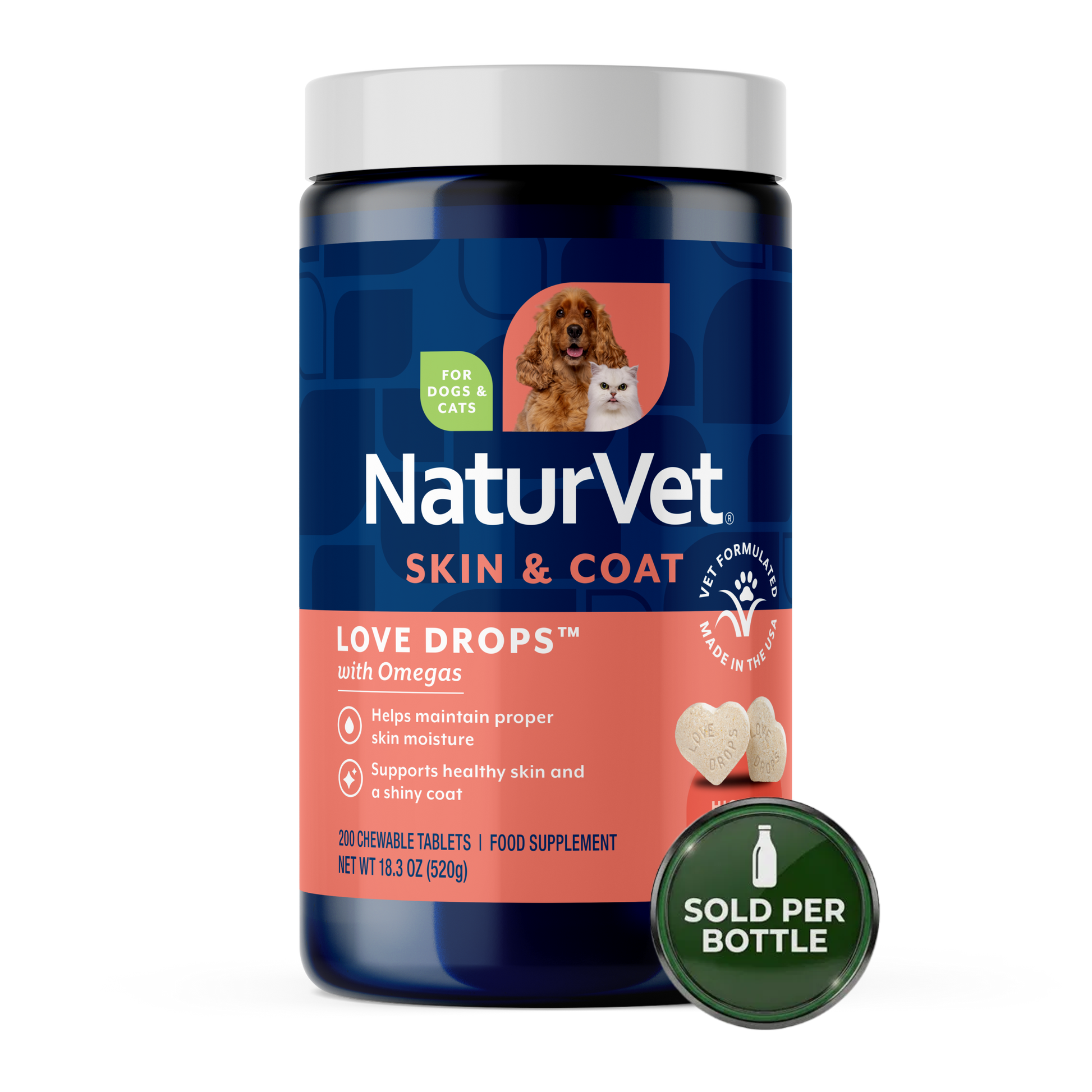 NaturVet Love Drops Multivitamin - Peanut Butter, Liver & Garlic Flavored - 200's
