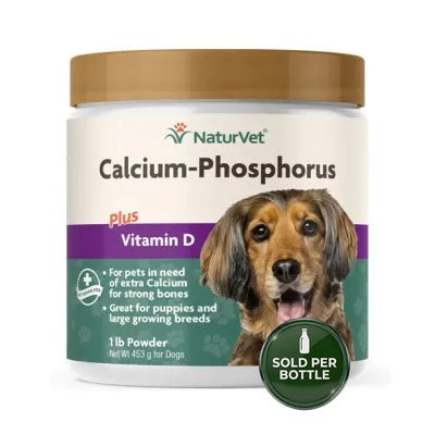 NaturVet Calcium-Phosphorus - Natural Calcium Powder for Dogs - 453g - 1 Bottle