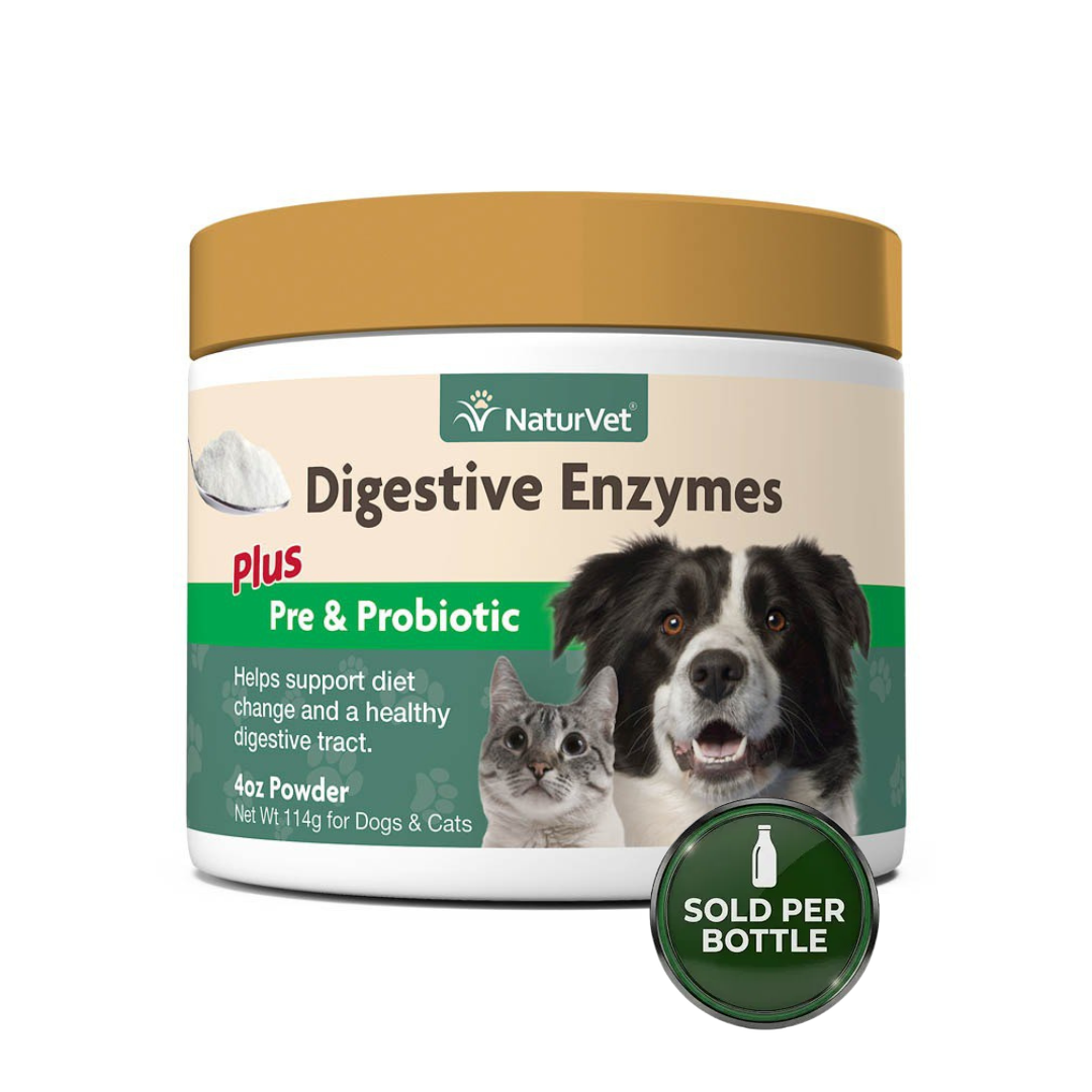 NaturVet Enzymes & Probiotics Powder for Dogs & Cats - 114g - 1 bottle