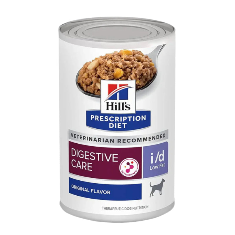 Can of Hills Prescription Diet Digestive Care i/d Low Fat dog food on a white background