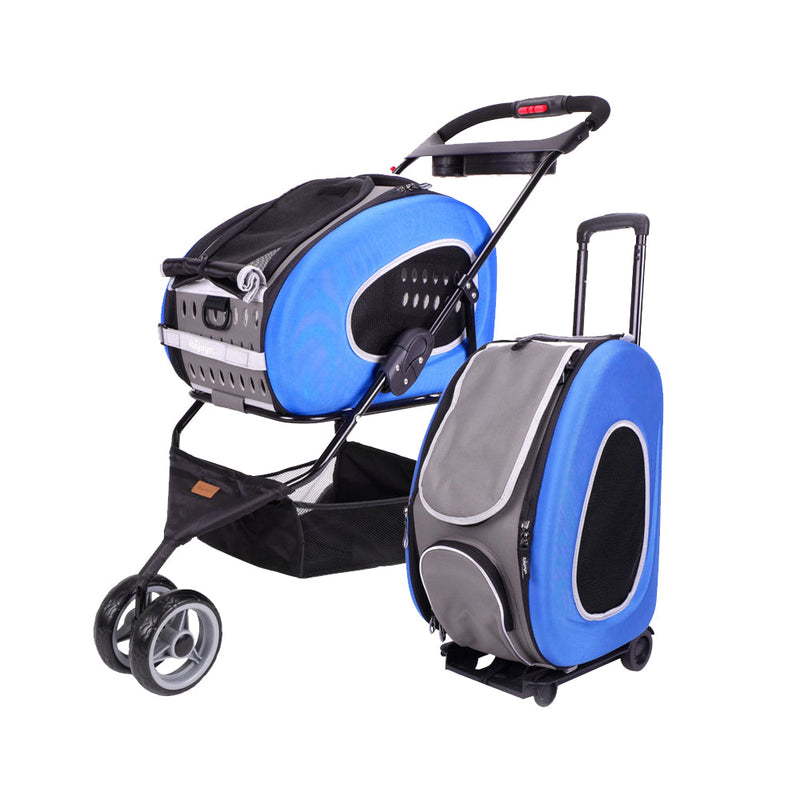 Ibiyaya - 5-in-1 Combo EVA Pet Carrier/Stroller - Blue - PetProject.HK