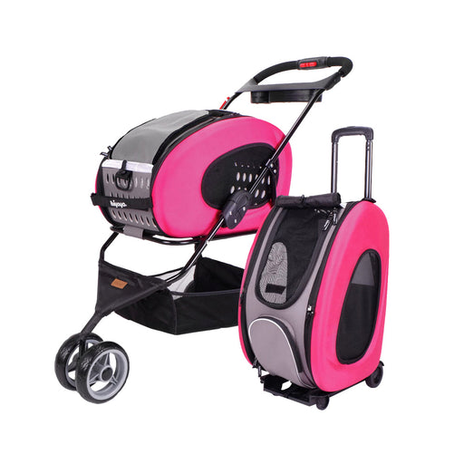 Ibiyaya - 5-in-1 Combo EVA Pet Carrier/Stroller - Pink - PetProject.HK