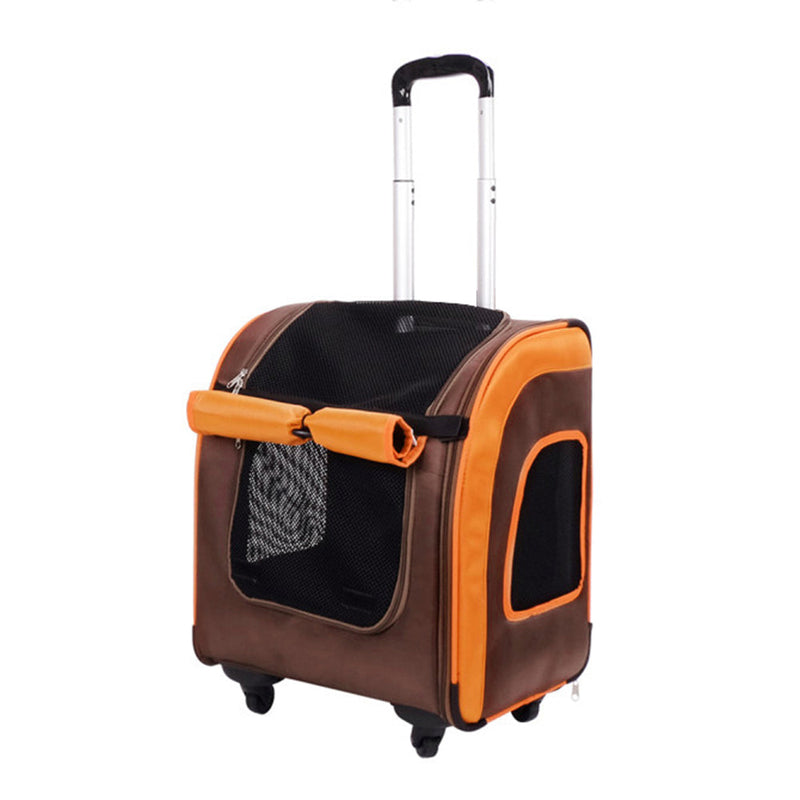 Ibiyaya - New Liso Backpack Parallel Transport Pet Trolley - Orange/Brown - PetProject.HK