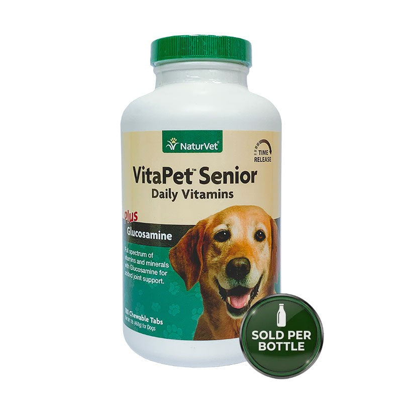 NaturVet Vita Pet Senior w/ Glucosamine Tabs - Time Released 180's - 1 Bottle