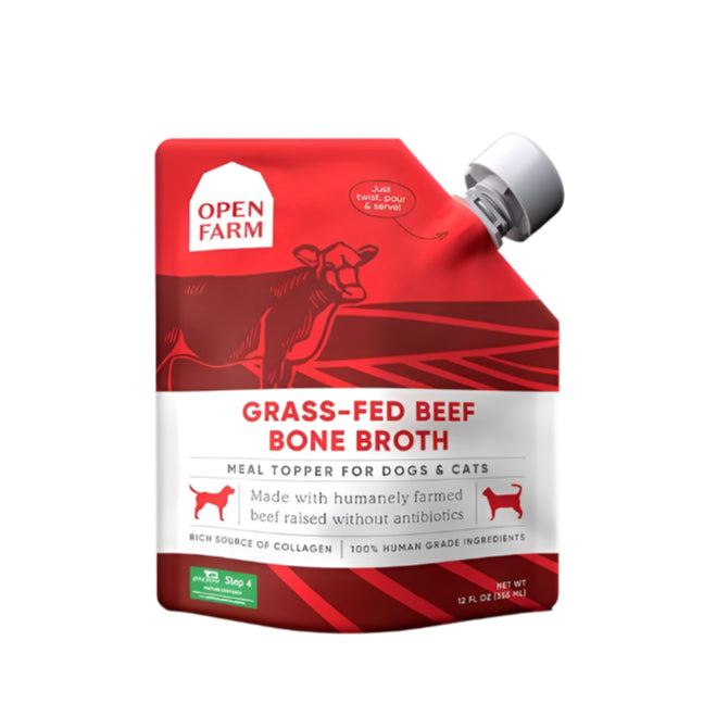 Open Farm - Wet Food For Cats & Dogs Grain Free Bone Borth Grass-Fed Beef Recipe 12Oz (Min. 12