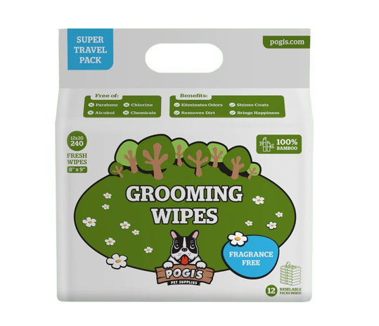 Pogis Pet Supplies - Grooming Wipes Unscented 240 Packs 20 X 23 Cm Dogs & Cats
