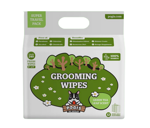 Pogis Pet Supplies - Grooming Wipes Green Tea 240 Packs 20 X 23 Cm Dogs & Cats