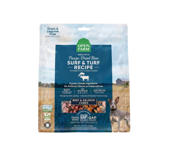 Open Farm - 狗乾糧 - 無穀物冷凍乾燥生食 - Surf &amp; Turf - 13.5 盎司