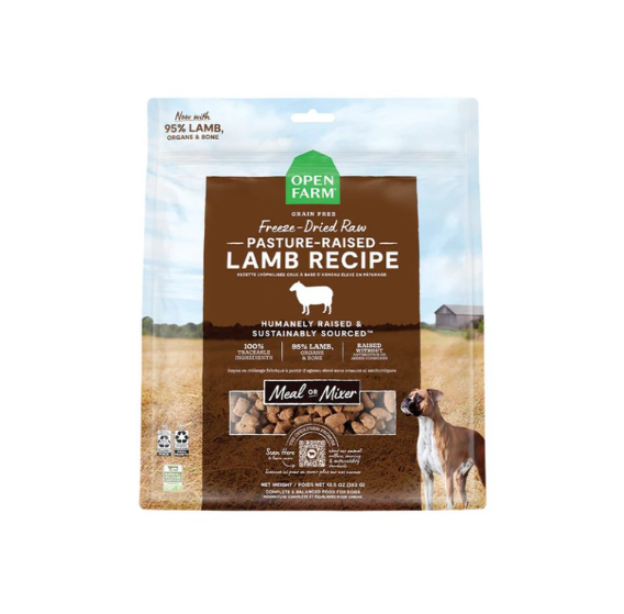 Open Farm - Dry Food for Dogs - Grain Free Freeze Dried Raw Food - Pasture Raised Lamb Recipe - 13.5OZ