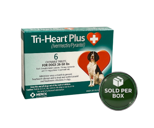 Tri-Heart Plus - 中型犬（26-50磅）咀嚼型驅蟲片（綠色）- 6片裝