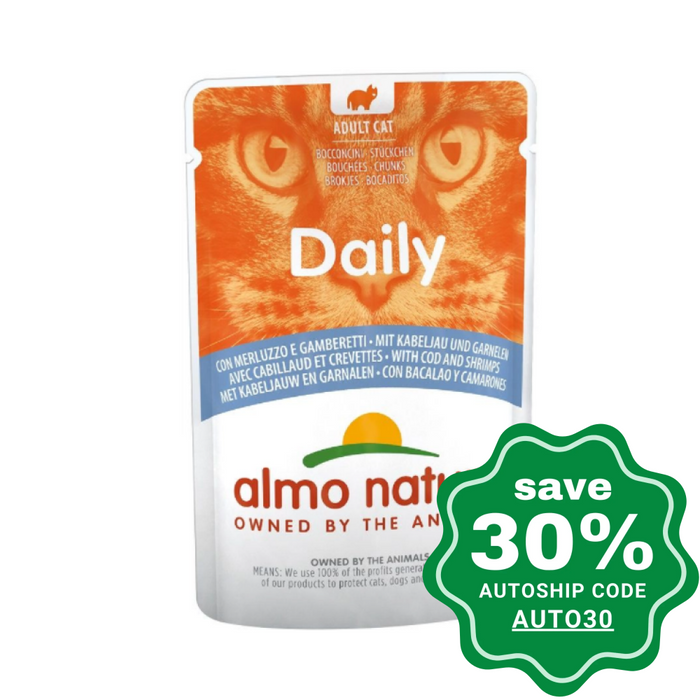 Almo Nature - Wet Food For Cats Daily Menu Cod & Shrimps 70G (Min. 30 Pouches)