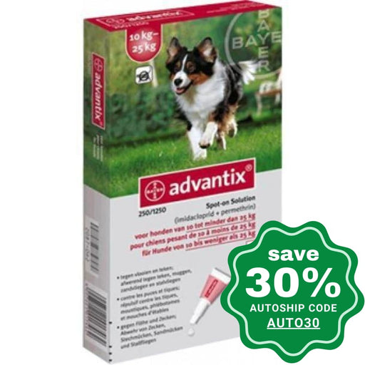 Bayer - Advantix for Dogs 10-25 kg - 4 Tubes - PetProject.HK