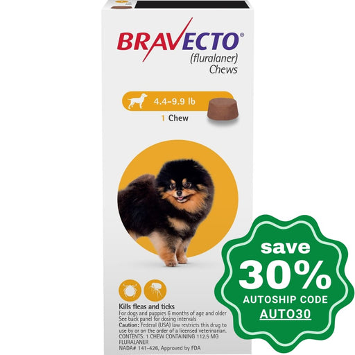 Bravecto (Fluralaner) - Flea And Tick Protection Chewable For Dogs 2-4.5Kg Yellow 1 Chew