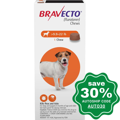 Bravecto (Fluralaner) - Flea And Tick Protection Chewable For Dogs 4.5-10Kg Orange 1 Chew