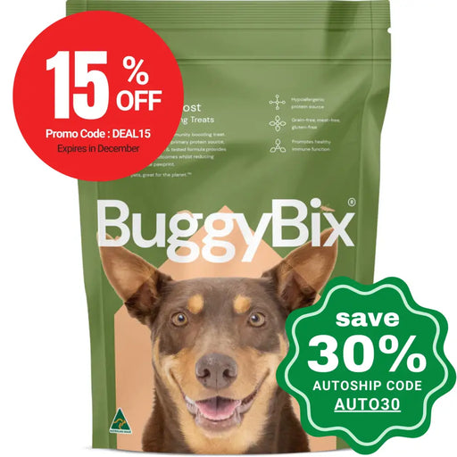 Buggybix - Dried Treats For Dogs All Ages + Immunity Boost Eco-Protein Training 170G