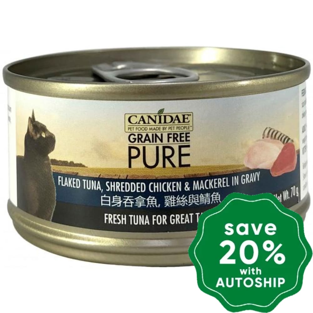 Canidae - PURE Flaked Tuna, Shredded Chicken & Mackerel in Gravy Canned Cat Food - 70G (4 cans) - PetProject.HK