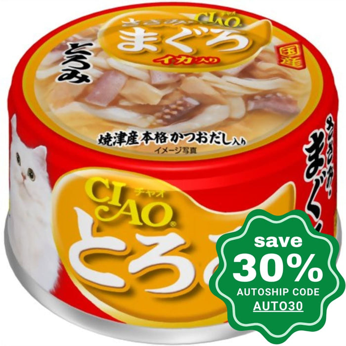 CIAO - Cat Canned Food - Thick Soup - Chicken Fillet and Tuna with Squid - 80G (24 Cans) - PetProject.HK