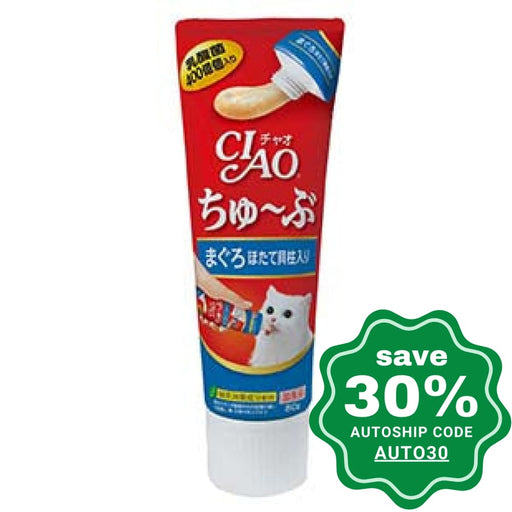 CIAO - Cat Treat Tube - Lactic Acid Bacteria - Tuna and Surf Clam Paste - 80G (6 Packs) - PetProject.HK