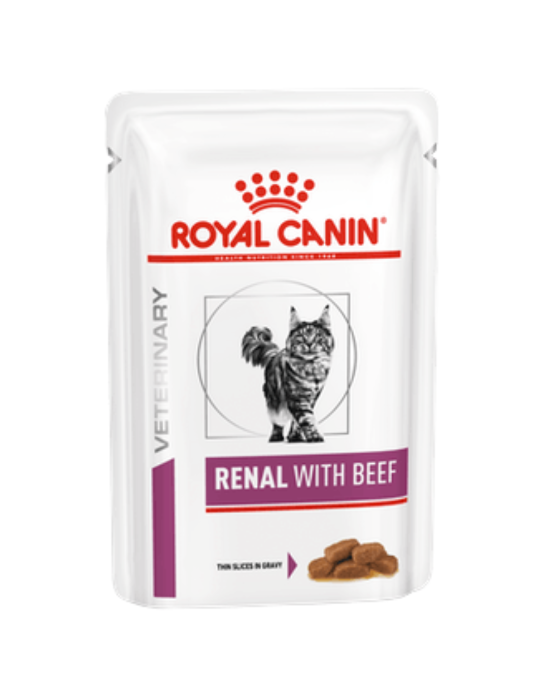 Royal Canin - Veterinary Diet Renal Pouches for Cats - Beef - 85G (min. 12 Pouches) - PetProject.HK