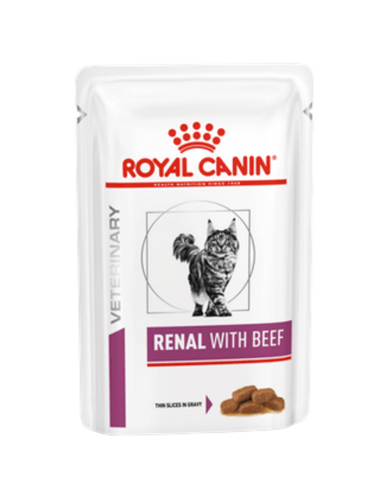 Royal Canin - Veterinary Diet Renal Pouches for Cats - Beef - 85G (min. 12 Pouches)