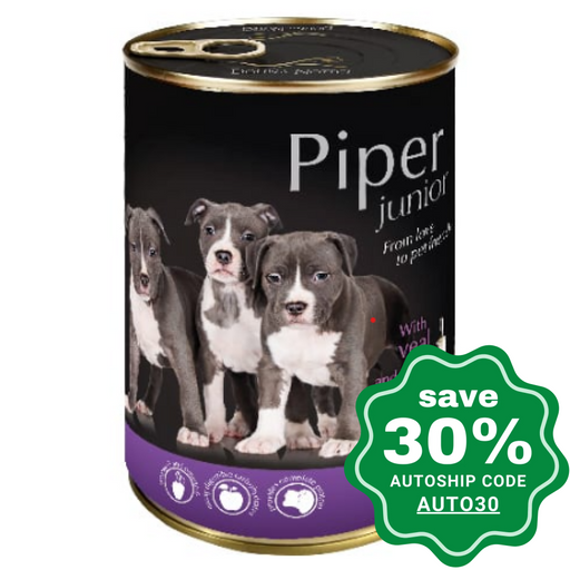 Dolina Noteci - Piper Premium Wet Junior Dog Food Veal & Apple 400G (Min. 24 Cans) Dogs