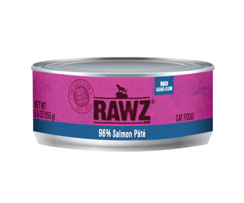 Rawz - Wet Food For Cats - 96% Salmon Pate Canned Recipe - 155G (min. 24 Cans)