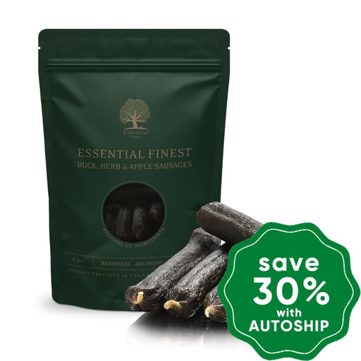 Essential Foods - Dried Treats For Dogs Finest Duck Herb & Apple Sausages 120G